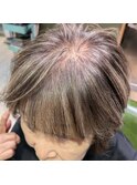 白髪比率80％☆3Dハイライトで立体感のあるショートボブスタイル