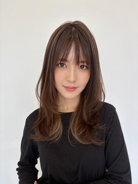 ルージュシー 堀江(RU10C) セミロングショートヘアウルフパーマミルクティーベージュ