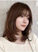 顔周りレイヤーカット/前髪長め/大人ヘア/30代40代50代