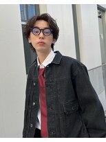 グリーンミドル(GREEN middle)&nbsp;メンズカット:ブラウンカラーとパーマで抜け感アップスタイル