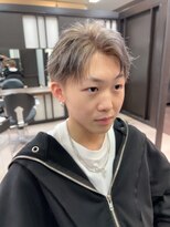アンジュ 千曲店(ange) メンズ刈り上げセンターパート×ベージュカラー
