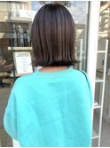 切りっぱなし外ハネボブ×ハイライトカラーブラウン