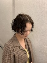 テテ ニコ(tete nico)&nbsp;ショートボブパーマ　×   透けるベージュ