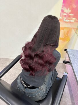 ティントバイアロブリーチ 大阪梅田(tint by alo bleach) 【Fumina】ボルドーグラデーション/シールエクステ80本