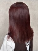 ホワイトグレージュミニウルフチェリーブラウンデジタルパーマ