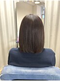 切りっぱなし/オリーブブラウン/結べるボブ