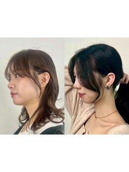 韓国風の顔周りカットならお任せ！上品さと小顔に見える効果を兼ね備えた結んでもかわいいスタイルに！