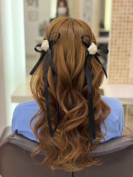 ヘアアレンジ × ハーフツイン