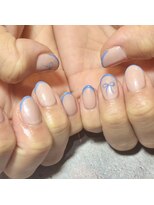 ヘアーアンドネイル キ アンティ(Hair&Nail Ki anty) 細フレンチ×リボンネイル