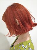 大人かわいい切りっぱなしボブ♪韓国風オレンジカラー