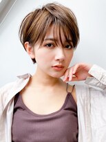 30代40代50代/ハンサムショートパーマ/小顔/テラコッタ/前髪