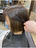 ブリーチ1回でナチュラルインナーベージュ・肩上ボブ【大村】