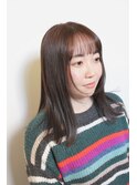 :外はねミディ :切りっぱなし :ベージュブラウンカラー