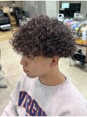 プードルパーマハードスパイラルパーママッシュメンズパーマ束感