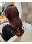ボルドーカラー 韓国風 艶髪