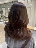 セミロング×アッシュブラウン