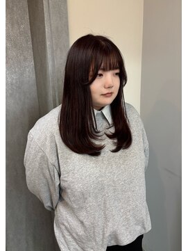 リラクオーレ 三宮 元町(LIRA CUORE) バーガンディー×レイヤーカット