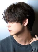センターパートフェザーパーマシャドウパーマメンズパーマ