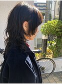 セミロングウルフ×パーマ