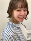 【アクセントカラー】切りっぱなしボブ×インナーグレージュ◎