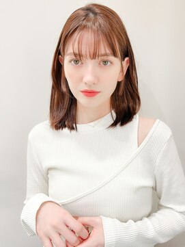 レア 表参道(L'ea) くびれヘアアプリコットオレンジ夏ヘアハイライトカラー