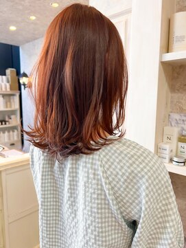 キャアリー(Caary) 福山市美容室Caary人気 夏カラーなレッドオレンジカラー