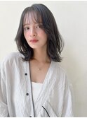 レイヤースタイル/シースルーバング/シアーグレージュ/小顔前髪
