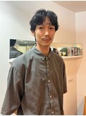 前髪パーマしましたメンズミディアム