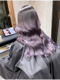 バレイヤージュ、ハイライト、レイヤーロング、グレーベージュ