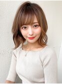 20代30代40代大人かわいいミディアムレイヤー  外巻き 小顔