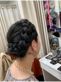 編み込みカチューシャのアップ