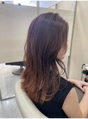 ロングレイヤー×秋色オレンジブラウン