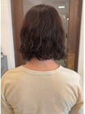 切りっぱなしボブ＋パーマ