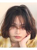 ニュアンスパーマ　スパイラルパーマ　メンズボブ
