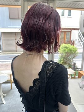 ディッシィ 立川(D'ICI) 【YUI】ぱつっとボブ/ブリーチ無しCherry RED