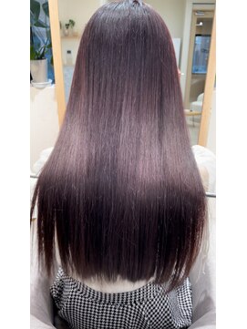 アム 表参道(am) 小顔薄めバンググレージュレイヤーロング前髪パーマ黒髪