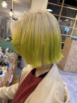 コレ(CoRE)&nbsp;色落ちもきれい★ライム×ホワイトベージュボブ