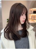 モカブラウンカラー/プルエクで作る韓国レイヤーカット/横浜