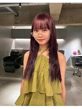 リール(rire) rireイメチェン前髪アンブレラカラーこなれミディウェーブパーマ