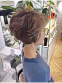 大人ショートヘアミセスパーマ白髪ぼかしデジタルパーマ