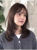 ミディアムレイヤーカット/20代30代40代/顔周りカットワンカール