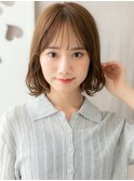 ミルクティーベージュ毛先パーマ小顔抜け感ボブY上尾20代30代