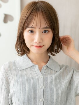 カバーヘア ブリス 上尾西口店(COVER HAIR bliss) ミルクティーベージュ毛先パーマ小顔抜け感ボブY上尾20代30代