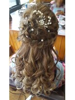 エクステンション クーチャー(Extention Cu'cha) 結婚式☆編み込みお花アレンジ ハーフアップ(^O^)