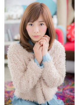 ミック 日暮里店(miq) 斜めバング&オレンジブラウン好感ワンカールミディc1