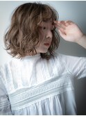 シースルーバング暗髪くせ毛風ミディアムボブu大宮20代30代40代