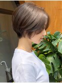 20代30代40代ひし形小顔ショートハイライトグレージュカラー