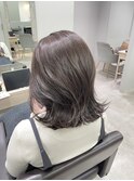 グレージュカラー/ミディアムレイヤー/韓国巻き
