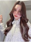 韓国ヘアレイヤーカット顔周りカットブリーチなしダブルカラーA
