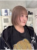 ダブルカラー&ブリーチ/レイヤーボブ/ミルクティーベージュ